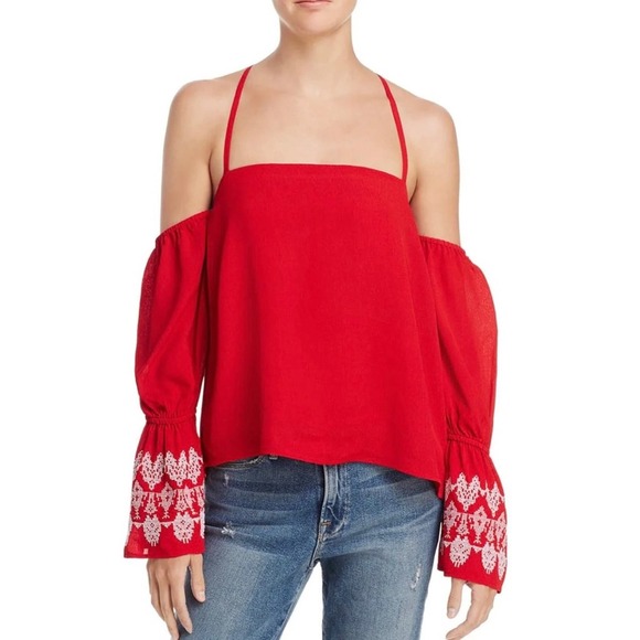 NWT Banjara Off Shoulder Bell Sleeve Red Top Blouse. Size Small - Picture 1 of 11